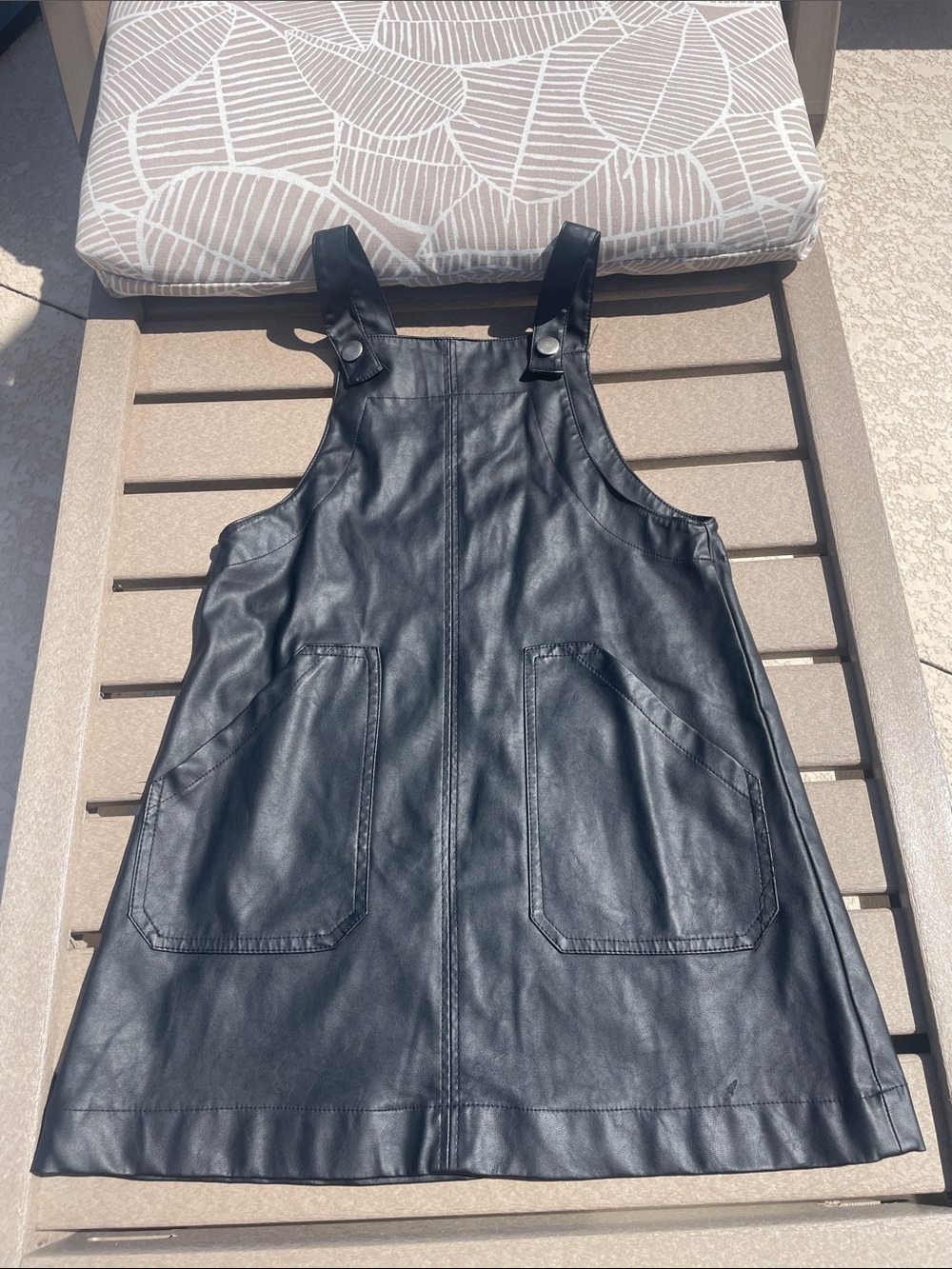 Zara Black Faux Leather Polyurethane Overall Dress Rocker Goth Girlcore 7